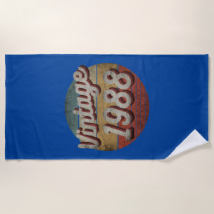 VINTAGE 1988 MEN WOMEN BIRTHDAY GIFT BEACH TOWEL
