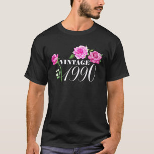 Vintage 1990 32 Years Old Flowers Birthday Gifts F T-Shirt