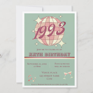 Vintage 1993 27th 28th birthday party Invitation