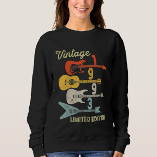 Vintage 1993 Birthday  Guitar  29th Birthday Sweatshirt