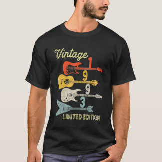 Vintage 1993 Birthday  Guitar  29th Birthday T-Shirt