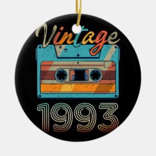 Vintage 1993 Cassette Tape Retro 30th Birthday 30  Ceramic Tree Decoration