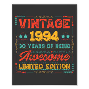 Vintage 1994 Made in 1994 30th Birthday 30 Years Photo Print
