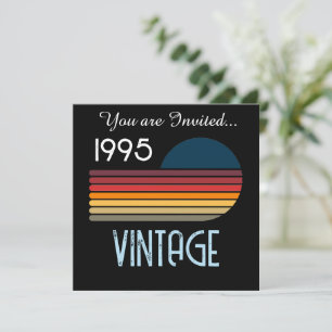 Vintage 1995 Retro Stripe Sun 30th Birthday Invitation