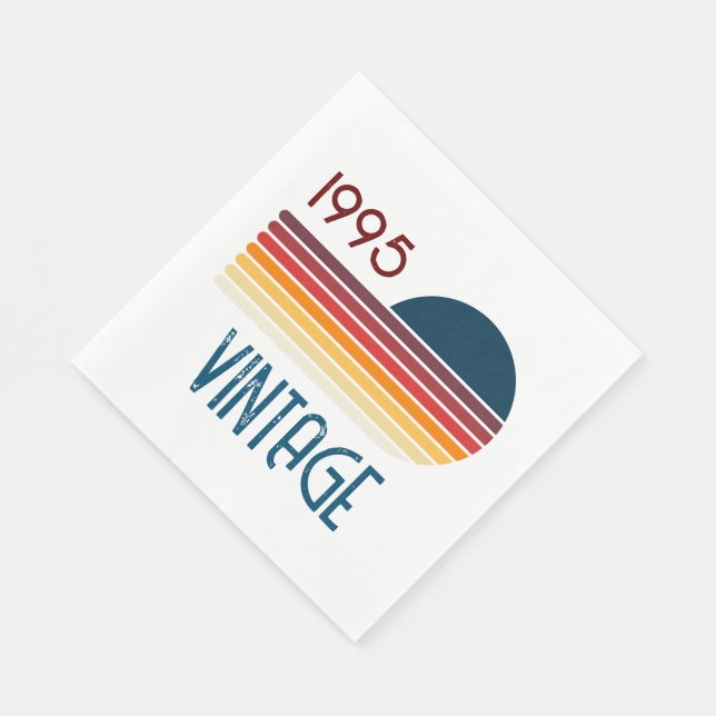 Vintage 1995 Retro Stripe Sun 30th Birthday Napkin (Corner)