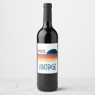 Vintage 1995 Retro Stripe Sun Wine Label