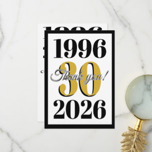 Vintage 1996 Milestone 30th Birthday Thank You Card