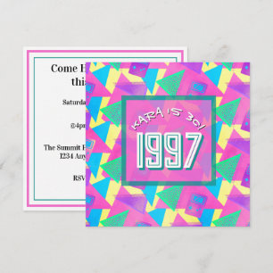 Vintage 1997 Retro Memphis Style 30th Birthday Invitation