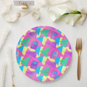 Vintage 1997 Retro Memphis Style 30th Birthday Paper Plate