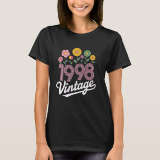 Vintage 1998 Retro Born Flowers Birthday Daughter T-Shirt