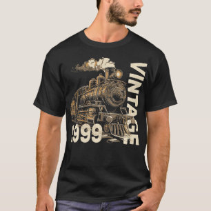 Vintage 1999 Steampunk Steam Train Locomotive 25th T-Shirt