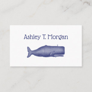 Vintage 19th Century Stylised Whale #1 N Blue Business Card