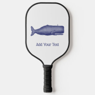 Vintage 19th Century Stylised Whale #1 N Blue Pickleball Paddle