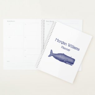 Vintage 19th Century Stylised Whale #1 N Blue Planner