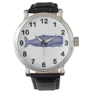 Vintage 19th Century Stylised Whale #1 N Blue Watch