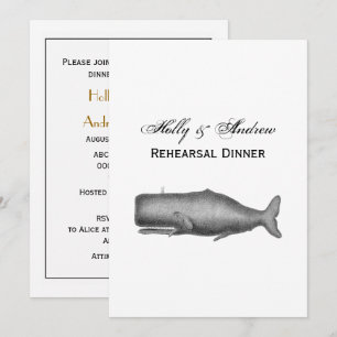 Vintage 19th Century Whale Drawing Invitation