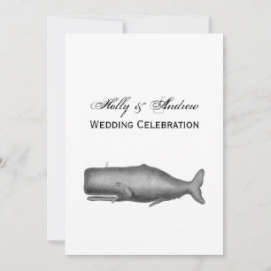 Vintage 19th Century Whale Drawing Invitation