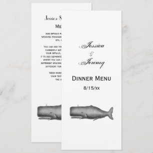 Vintage 19th Century Whale Drawing Invitation
