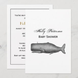 Vintage 19th Century Whale Drawing Invitation