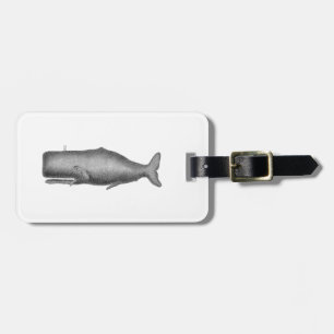 Vintage 19th Century Whale Drawing Luggage Tag