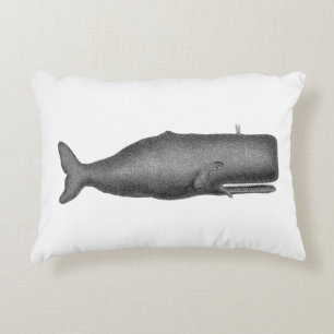 Vintage 19th Century Whale Drawing N Decorative Cushion