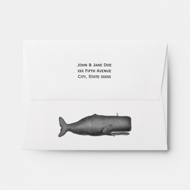Vintage 19th Century Whale Drawing N Envelope (Back (Top Flap))