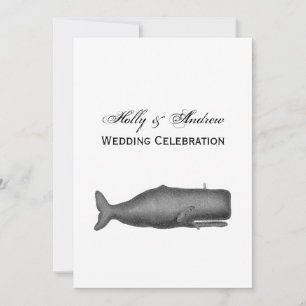 Vintage 19th Century Whale Drawing N Invitation