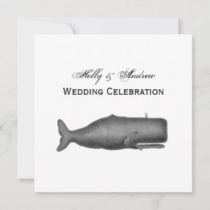 Vintage 19th Century Whale Drawing N Invitation