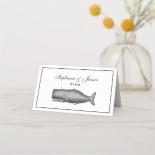 Vintage 19th Century Whale Drawing Place Card