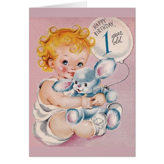 Vintage 1 Year Old Birthday Greeting Card