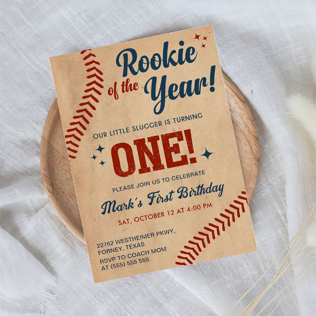 Vintage 1st Birthday Baseball Invitation (Creator Uploaded)