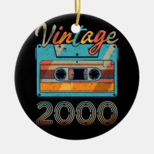 Vintage 2000 Cassette Tape Retro 23rd Birthday 23  Ceramic Tree Decoration