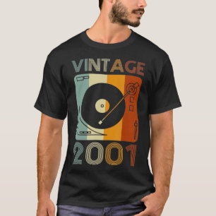 Vintage 2001 Retro Record Player Birthday Vinyl T-Shirt