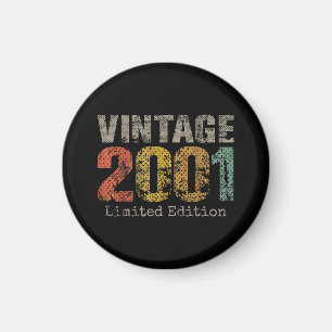 Vintage 2001 Text 25th Birthday Gift Men Women 25 Magnet