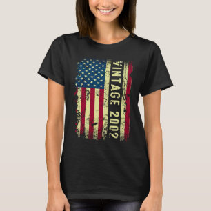 Vintage 2002 American Flag 21 Year Old 21st Birth T-Shirt