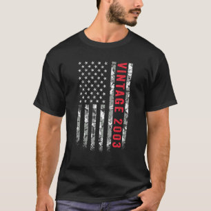 Vintage 2003 American Flag Camo 19 Years Old 19th T-Shirt