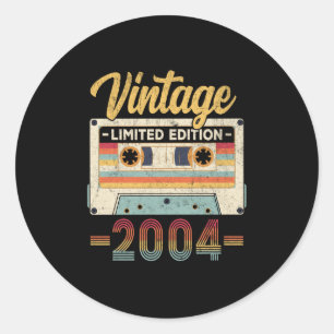 Vintage 2004 Birthday Cassette Tape Classic Round Sticker