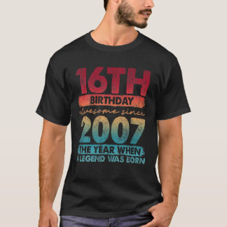 Vintage 2007 16 Year Old Gifts Limited Edition 16T T-Shirt