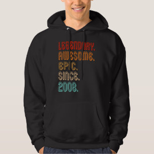 Vintage 2008 14th Birthday Legendary Awesome Epic Hoodie