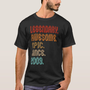 Vintage 2009 13th Birthday Legendary Awesome Epic  T-Shirt