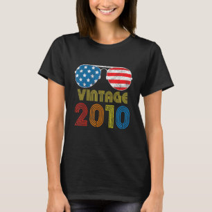 Vintage 2010 12 Years 12th Us American Flag Birth T-Shirt