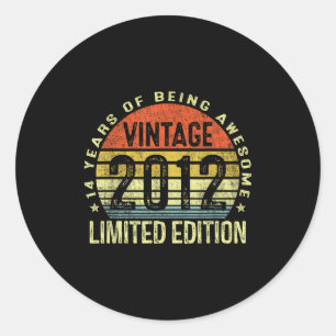 Vintage 2012 Limited Edition 14 Year Old 14th Birt Classic Round Sticker