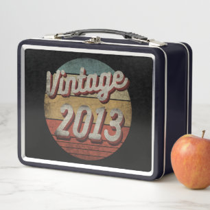 VINTAGE 2013 MEN WOMEN BIRTHDAY GIFT METAL LUNCH BOX