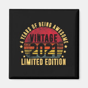 Vintage 2021 Limited Edition Funny 4 Year Old 4th Magnet