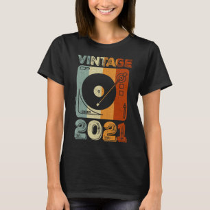 Vintage 2023 2 Years Old Boys Vinyl Record Player T-Shirt
