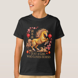 Vintage 2026 Just Girl Who Loves Horses Zodiac Cow T-Shirt