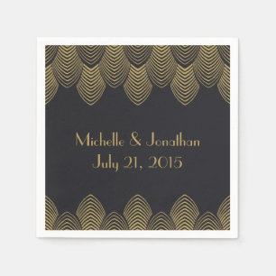 Vintage 20's Art Deco Scallop Wedding Napkin Grey