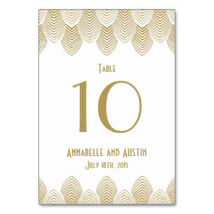 Vintage 20's Art Deco Scallop Wedding Table Number