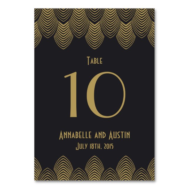 Vintage 20's Art Deco Scallop Wedding Table Number (Front)