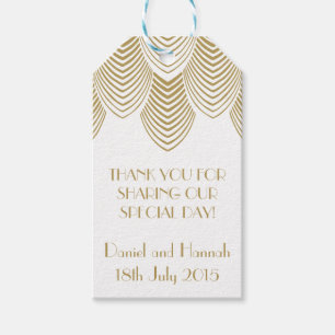 Vintage 20's Art Deco Scallop White Gold Gift Tag